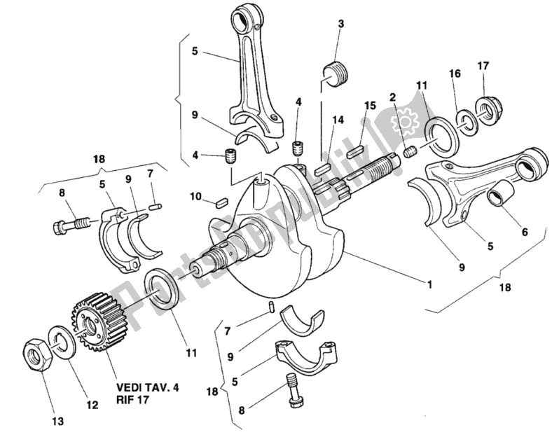 All parts for the Crankshaft of the Ducati Supersport 900 SS USA 1996